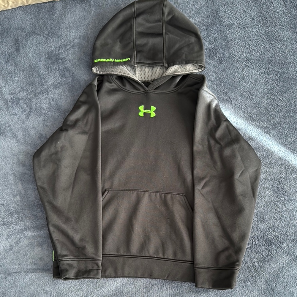 Under Armour Kids Black Hoodie with Green Logo